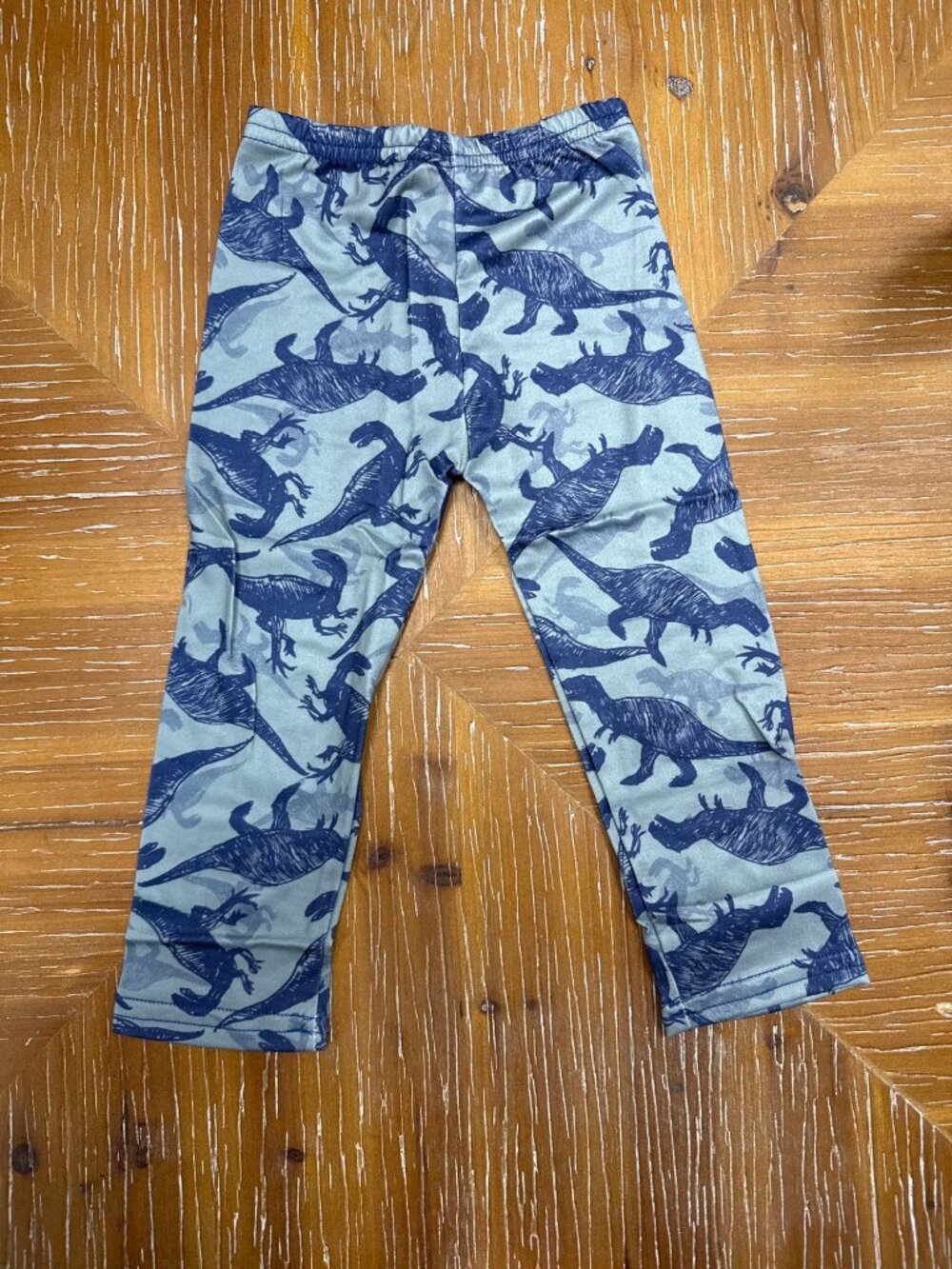 Kids Comfy Drawn Dino Blue/Grey Pants 6/7 Boys